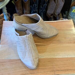 Sbicca Tan Woven Leather Mules